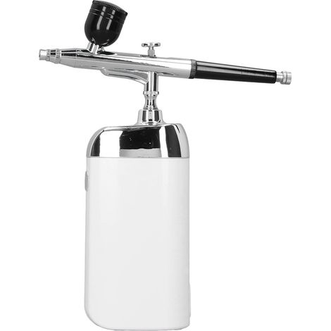 Kit aérographe sans fil rechargeable par USB, léger et portable, mini aérographe pour la décoration de gâteaux et la manucure (blanc). (1/5)
