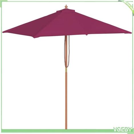 Parasol d'extérieur - FAFEICY - 44537 - Rectangulaire 150x200 cm - Mât bois (38 mm) - Tissu anti-UV rouge bordeaux (1/5)