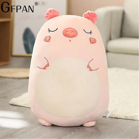 Kawaii Plüschtierkissen, großer Dinosaurier, Shiba Inu, süße Plüschmaus und -hase fürs Mädchenbett – 45 cm – Schwein