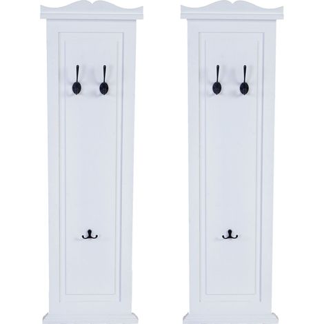[NON UTILIZZATO] Set 2x appendiabiti attaccapanni legno paulonia 6x28x109cm bianco laccato