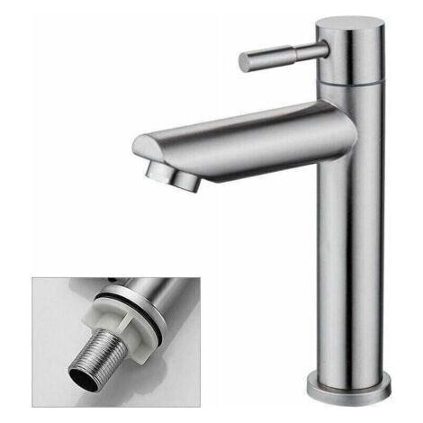 Pair Robinet Salle Bain Eau Froide Uniquement Robinet Lavabo Surface Chromé en Cuivre Durable Robinetterie Lave Mains Cartouche Mousseur Démontable Pratique pour Nettoyer ou Remplacer.. (1/4)