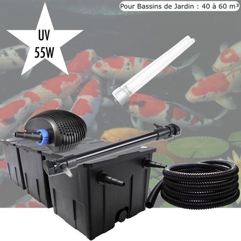Kit De Filtration, UV 55 W + 1 ampoule UV de rechange , Pour Bassin de Jardin : 40 à 50 m³ (1/5)