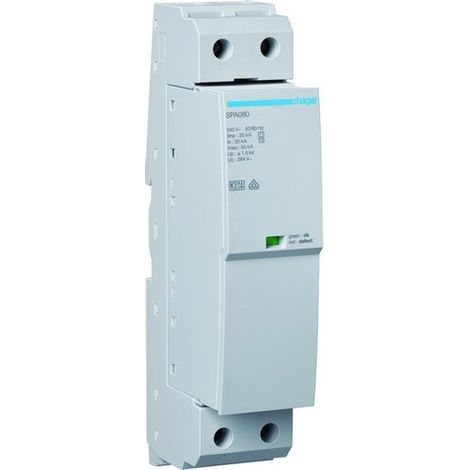 Parafoudre T1+T2 1P 25kA contact+fusible - HAGER SPA180