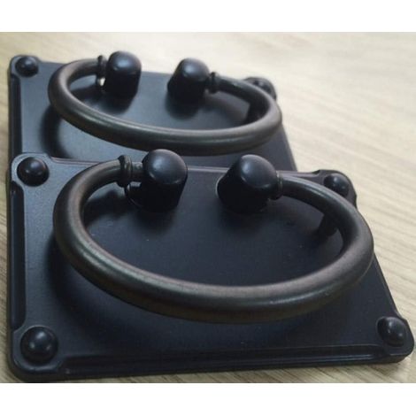 Ensemble de 2 poignées de tiroir noires antiques vintage pour embellir les portes. (1/5)