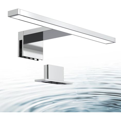 Lampe miroir LED armoire, applique salle de bain, lumière blanche neutre 4000 Kelvin, 5W, 550lm, IP44, largeur 300mm, chrome (1/5)