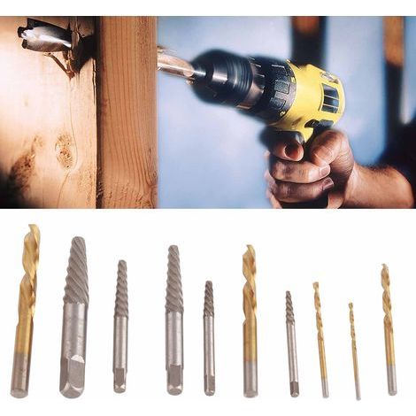 10 Pièces Mèches Extracteur Vis Gauche Titane Acier Allié Kit Extraction Vis (1/5)