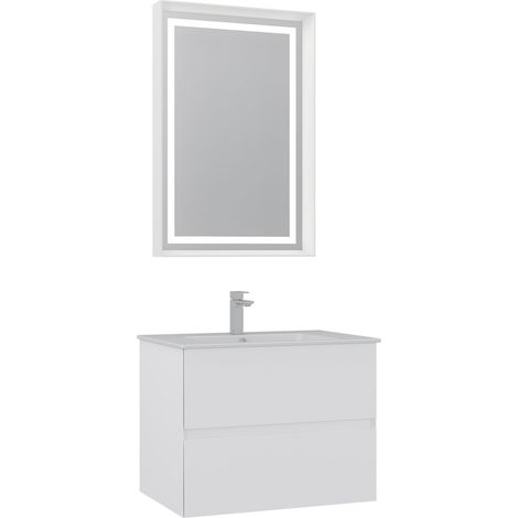 Ensemble Meuble Vasque avec Miroir (2 Pièces) "Nest 71 v2" - 71 x 51 x 55 cm - Matte White (1/3)