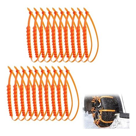 Car Snow Chains, Universal Non-Slip Snow Chain, Winter Tires Non-Slip Chains, Adjustable, for Cars Trucks, SUVs, Motorcycles, Bikes, 20 Pcs (1/5)
