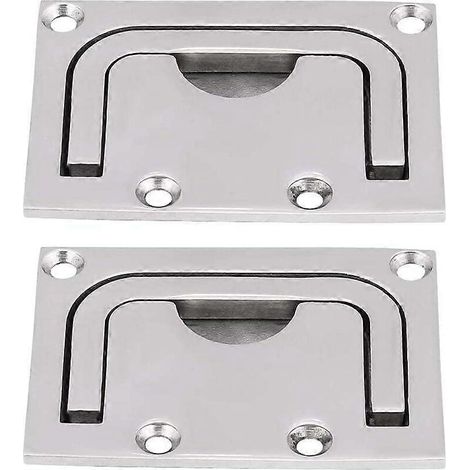 Poignée de porte encastrée pour trappe de bateau, type tirette, en acier inoxydable. (1/4)