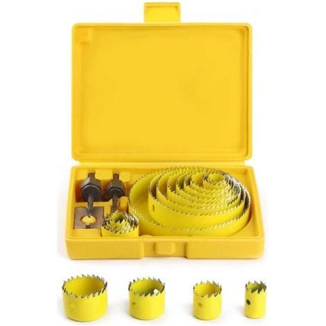 Scie Cloche Coffret, Scies Cloches Trepan Ø19127mm Kit Complet Dans un écrin Avec des Mandrins et des Dispositifs pour Bois Plâtre Plastique PVC Fabriqué en Acier Trempé de Haute Qualité A3 (1/5)
