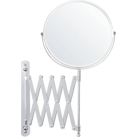 Miroir Grossissant Mural Extensible et Pivotant à 360° - Grossissement x3 - 22 x 21,7 cm - Mirroir Murales Salle de Bain Double Face en Acier Inoxydable pour Maquillage et Rasage (1/4)
