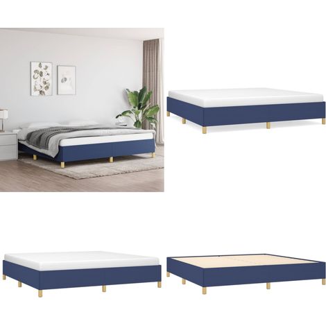 Bettgestell ohne Matratze Blau 200x200 cm Stoff - Bettes - Doppelbett - Boxspringbetten - Blau - Holzrahmen - Home & Living (1/5)