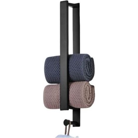 Porteserviettes mural autocollant 40cm en inox 304 Idéal pour salle de bain et cuisine, noir élégant (1/5)