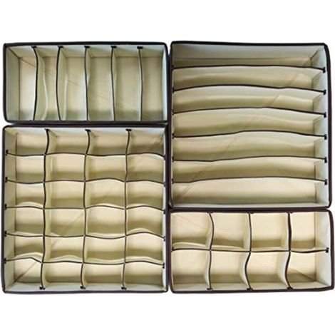 Lot de 4 boîtes de rangement pliables pour sous-vêtements (1/4)