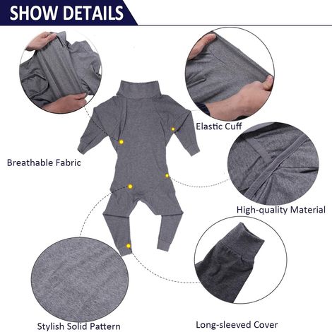 Combinaison De Récupération Pour Chien Protecteur De Plaie Abdominale Chemise À Manches Longues Pyjama Anti-Léchage Empêche La Chute Salopette (1/5)