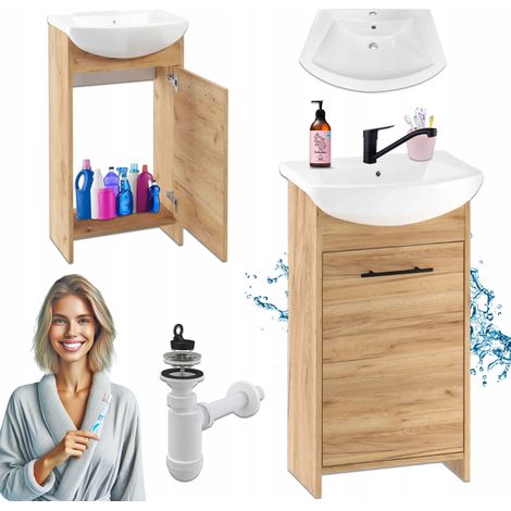 Meuble de salle de bain avec lavabo - 45 cm - Chêne doré - Élégant et fonctionnel