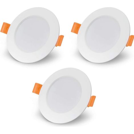 Lot de 3 Spots Encastrables LED Intégrés - IP 65 pour salle de bain - cons. 6W (eq. 50W) - 345 lumens - Blanc neutre-6000K