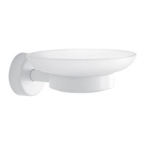 Portasapone in acciaio inox bianco opaco e vetro installazione a muro  Monde-B kamalu