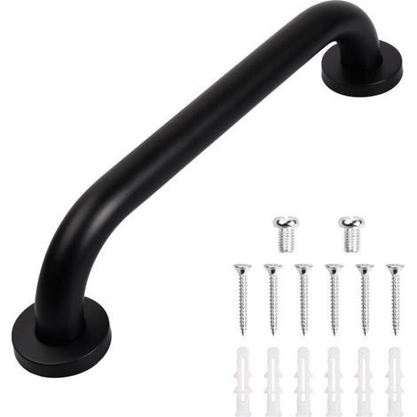 Barre d'appui pour baignoire, barre d'appui antidérapante pour douche, adaptée aux personnes âgées et à la cuisine, 30 cm (noir) (1/4)