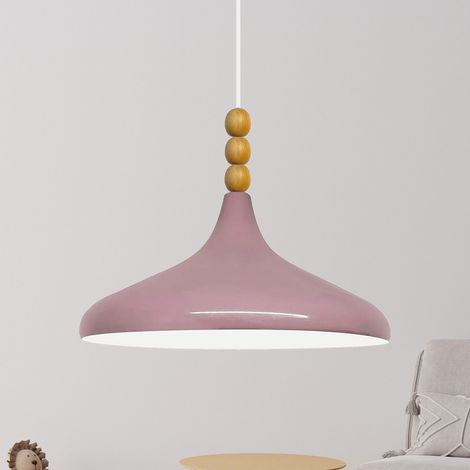 bamyum Holz Champion Suspension Industrielle Plafonnier, 35 cm Abat-Jour Plafonnier, Suspension Industrielle, E27 Lumières Pour Salon & Salle À Manger, Luminaire Suspendu Lila (1/5)