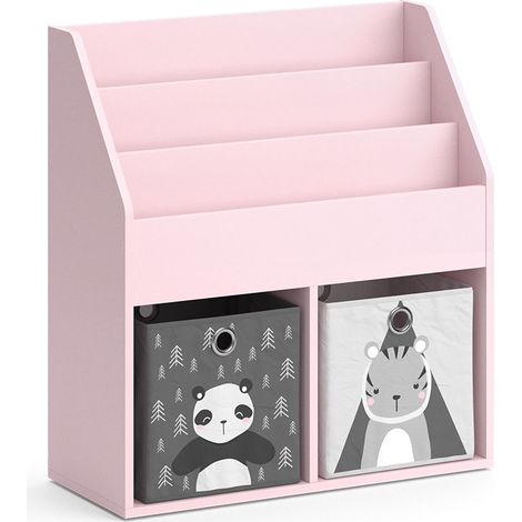 Kinderregal Luigi, Rosa, 72 x 79 cm mit 2 Faltboxen (Panda, Tiger), Vicco