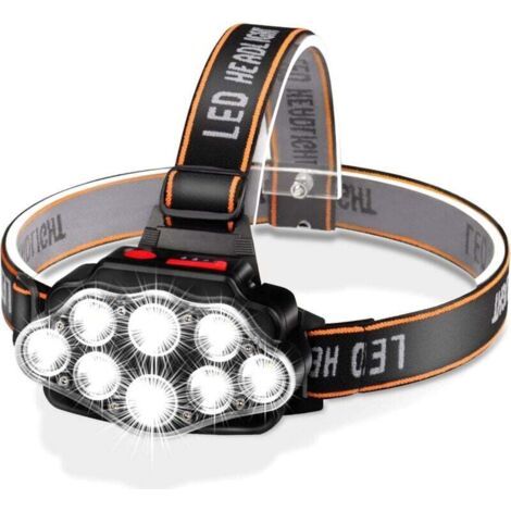 Superhelle 8-LED-Stirnlampe mit 12.000 Lumen – USB-aufladbar, wasserdicht, verstellbar – für Camping, Angeln, Höhlenforschung, Joggen und Wandern
