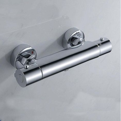 Mitigeur Douche Thermostatique,Mitigeur Thermo Statique Douche Robinet de Douche Mitigeur Thermostatique avec Serrure de SéCurité Thermostatique Douche en Laiton,Chrome (1/4)