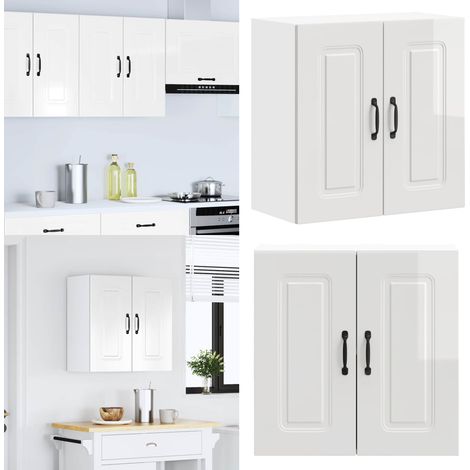 vidaXL Küchen-Hängeschrank Kalmar Hochglanz-Weiß Holzwerkstoff (1/5)