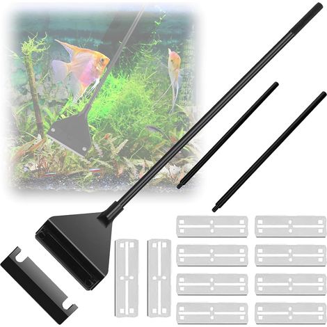 Nettoyeur de Grattoir Algues, 80cm Algues Grattoir, Raclette Aquarium grattoir, avec Tige Amovible et 10 Lames, Grattoir Aquarium Vitre, Outil de Nettoyage kit Aquarium pour L'aquarium Verre (1/5)