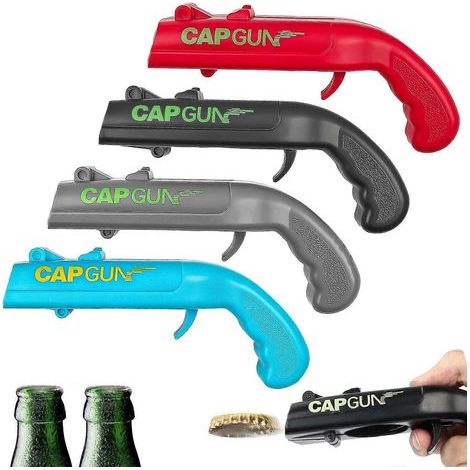 Lance-capsules et ouvre-bouteille - Pistolet ouvre-bouteille créatif et amusant, idéal pour les jeux à boire, les fêtes, les bars, les barbecues et les carnavals (1 pièce, bleu). (1/5)
