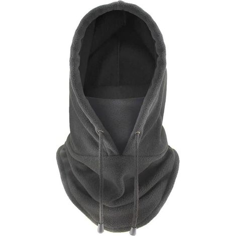 Cagoule - Protection intégrale hivernale pour la tête et le cou - Masque de ski coupe-vent - Couvre-chef chaud pour hommes et femmes - Bonnet chaud en polaire - Gris - 54 x 33,5 cm (1/5)