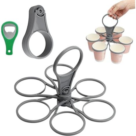 Lot de 2 Porte-Gobelets Pliants, Poignee, 1 Ouvre-Biere, Festival, Gobelet, Pliable, Portable (1/5)