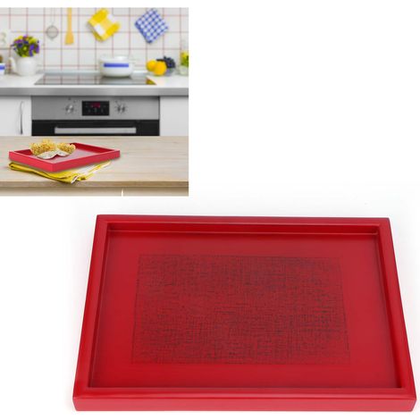 Plateau en bois rouge pour apéritifs, service de table et cérémonie du thé. Idéal pour la maison, la cuisine et les restaurants. (1/5)