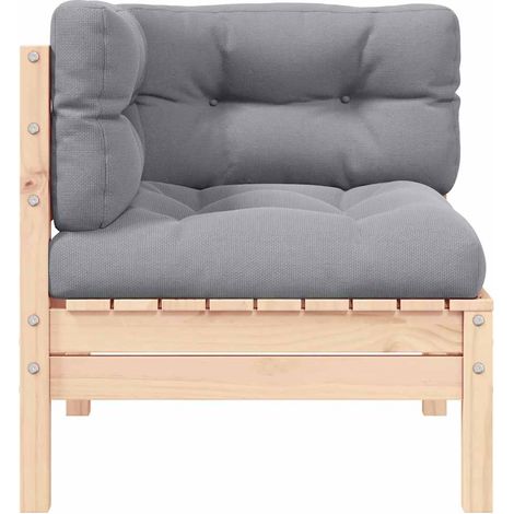 Maison Exclusive - Garten-Ecksofa mit Kissen in Grau Massivholz K (1/4)