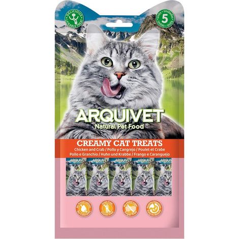 ARQUIVET Snack cremoso de pollo y cangrejo 5 x 14 g