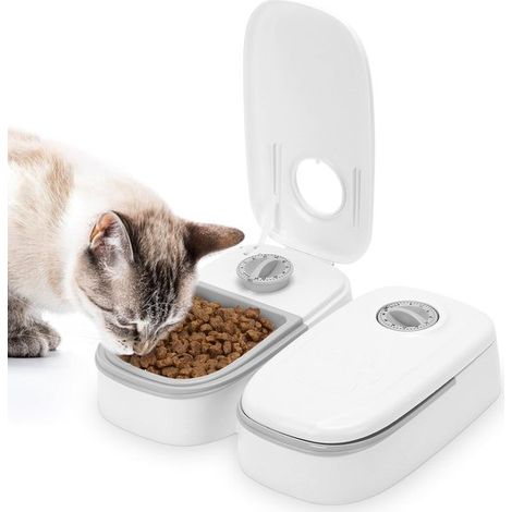 Distributore automatico di cibo umido per gatti, set da 2 pezzi, timer 48 ore, capacità 700 ml. (1/5)