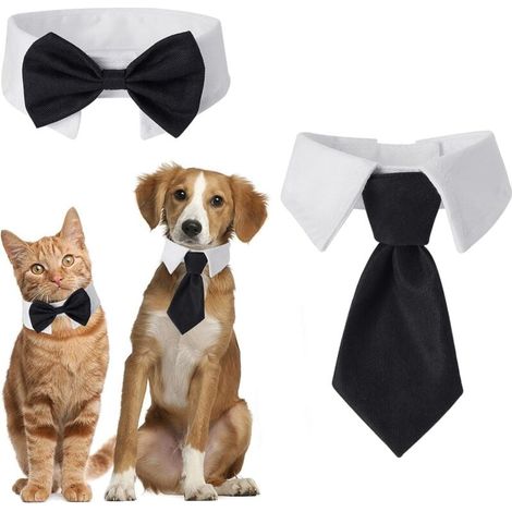Collier de smoking pour chien et chat réglable pour animal de compagnie, nœud papillon pour chien et chat, collier de smoking formel pour chiot, cravate pour costume pour animal de compagnie, taille L (1/4)