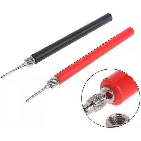 25-26 2PCS 120mm Embouts de sonde de test à ressort Connecteur de fil de test isolé pour multimètre Cordons de test à aiguille en acier inoxydable Outils à broche (1/4)