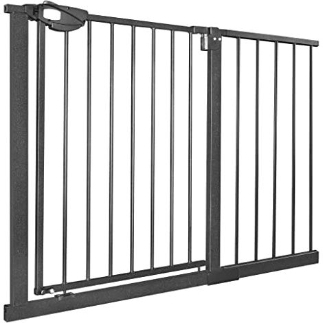 Naizy – Barrière de sécurité extensible pour enfants 75-115 cm – Installation sans perçage – Grille métallique – Ouverture bidirectionnelle – Noir