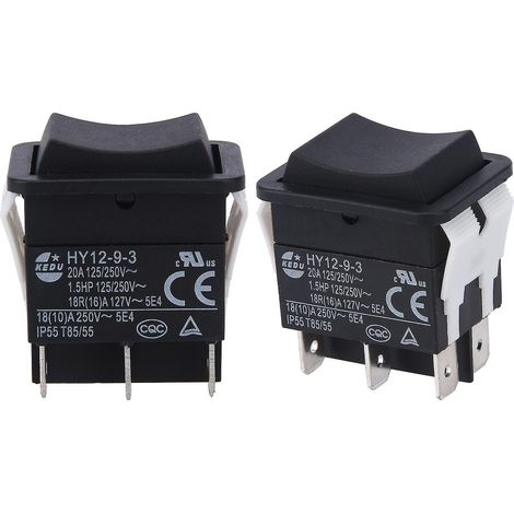 Interrupteur marche/arrêt industriel compact HY12-9-3 avec sécurité anti-arc, bouton-poussoir unipolaire (1/2)
