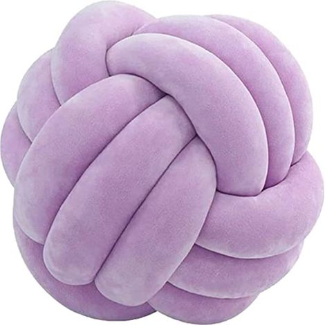 Coussin boule noué violet, peluche courte, décoration maison, jeté canapé lit voiture bureau, jouet noué cadeau, oreiller câlin fait main (1/5)