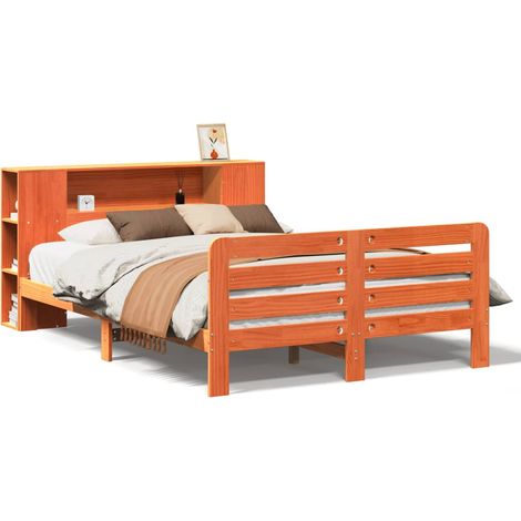 Maison Exclusive - Cadre de lit sans matelas cire marron 140x190cm bois pin massif