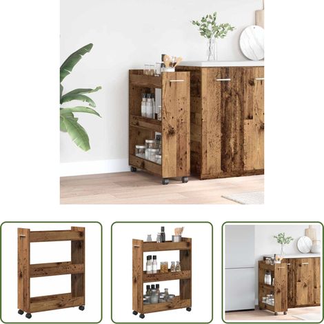 Rangement intérieur - Armoire avec roue Bois ancien 60 x 22 x 79 cm (1/5)
