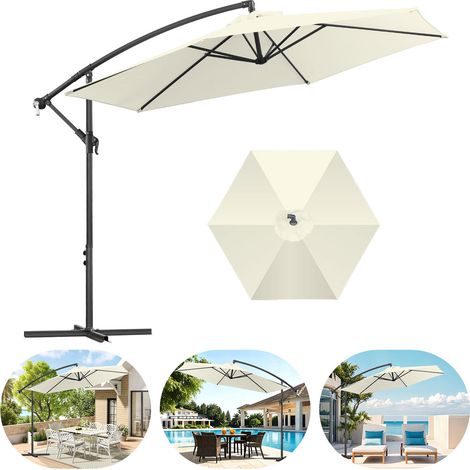 Jiubiaz Sonnenschirm 3m Creme – Großer Terrassenschirm für Garten, Balkon & entspannte Sommertage