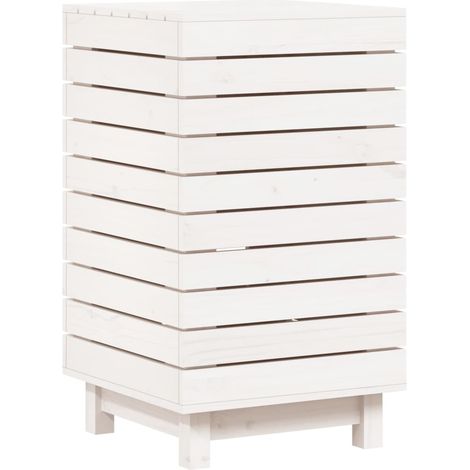 Maison Exclusive - Cesto para la ropa sucia madera maciza pino bl