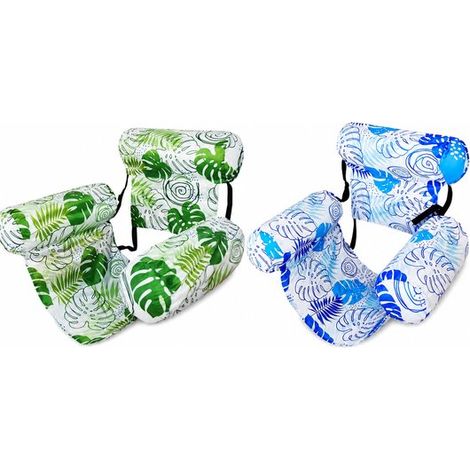 Lot de 2 matelas pneumatiques 4-en-1 pour piscine, hamac aquatique et chaise gonflable XL 127 x 70 cm, PVC renforcé, pour adulte, vacances et plage (1/5)