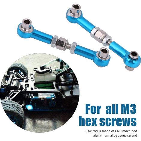 Biellette de direction en alliage d'aluminium usinée CNC - Accessoire de mise à niveau pour voiture RC (bleu) (1/5)