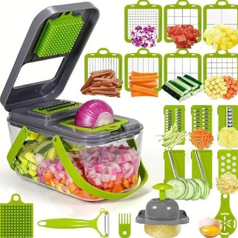 Picadora/rebanadora de verduras multifuncional con 8 cuchillas, (1/5)