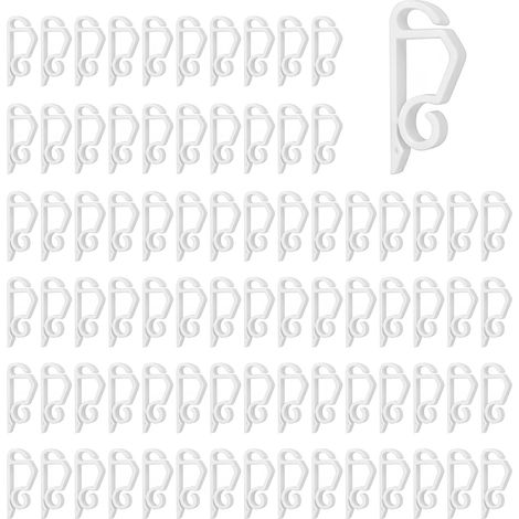 Lot de 80 crochets de gouttière pour lumières extérieures, crochets de gouttière pour lumières de Noël, résistant aux intempéries, pour suspendre des cordes (blanc) (1/5)