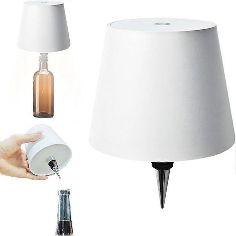 Lampe sans fil pour bouteille, 3 couleurs rechargeables, idéale pour les bars (blanche). (1/5)